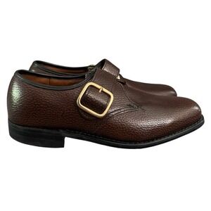 Knapp Cushioned Comfort Mens Brown Pebbled Leather Monk Strap Dress Shoes 8.5